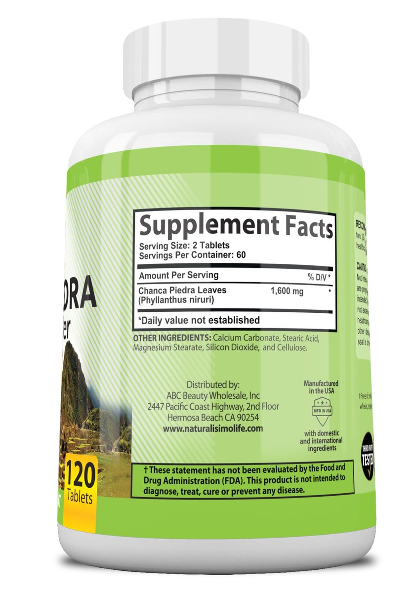 NaturalisimoLife Chanca Piedra 1600 mg pro Portion – 120 Tabletten – Peruanischer Chanca Piedra