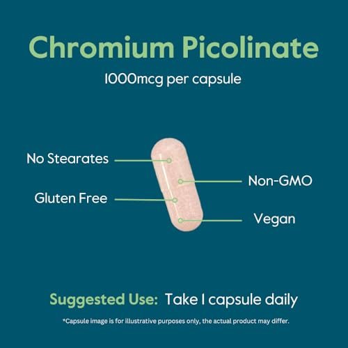BESTVITE Chrompicolinat 1000mcg (240 vegane Kapseln) - Ohne Stearate - Vegan, Glutenfrei, Nicht-GVO - Mineralstoffpräparat - Unterstützt gesunden Stoffwechsel* - Leicht zu schluckende Kapseln
