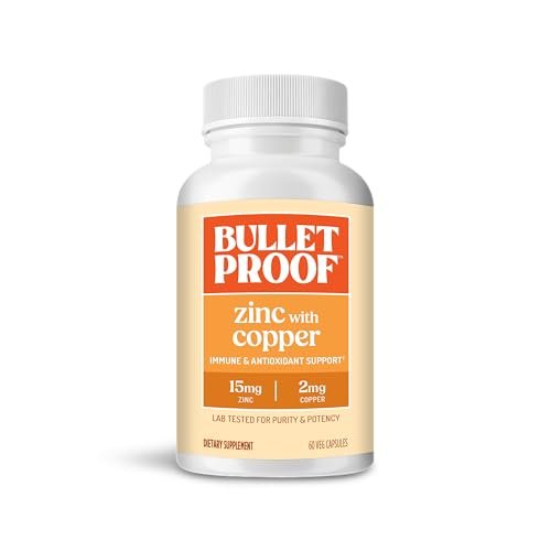 Bulletproof Zink mit Kupfer Kapseln, 60 Stück, Mineralien und Antioxidantien für Immunität und Stimmung