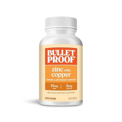 Bulletproof Zink mit Kupfer Kapseln, 60 Stück, Mineralien und Antioxidantien für Immunität und Stimmung