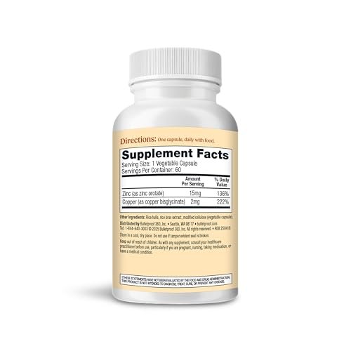 Bulletproof Zink mit Kupfer Kapseln, 60 Stück, Mineralien und Antioxidantien für Immunität und Stimmung