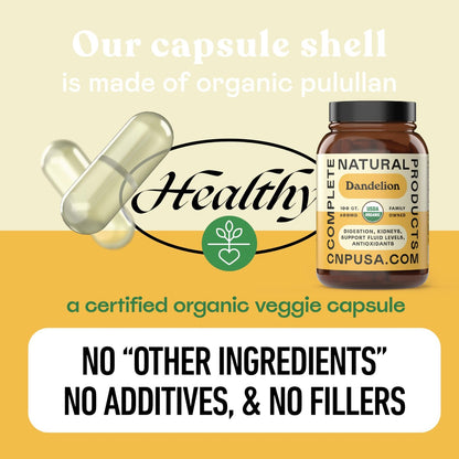 Bio Löwenzahnwurzel Kapseln 600mg – Löwenzahn Ergänzung für Leberreinigung und Verdauungsunterstützung, Vegan, Non-GMO, Glutenfrei, Hergestellt in USA