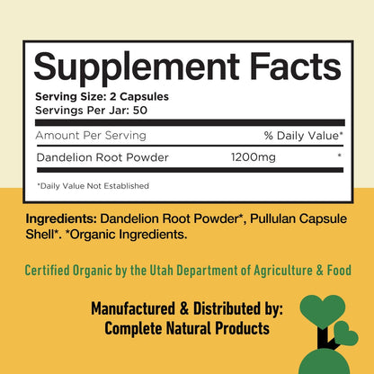 Bio Löwenzahnwurzel Kapseln 600mg – Löwenzahn Ergänzung für Leberreinigung und Verdauungsunterstützung, Vegan, Non-GMO, Glutenfrei, Hergestellt in USA
