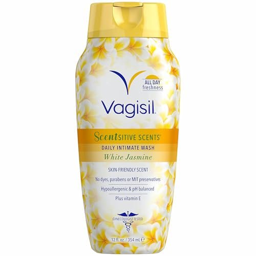 Vagisil Femininwasche für die Intimhygiene, Scentsitive Scents, pH-ausgeglichen und gynäkologisch getestet, Weißer Jasmin, 355 ml (1er-Pack)