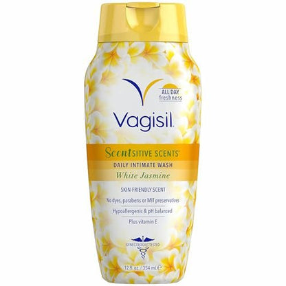 Vagisil Femininwasche für die Intimhygiene, Scentsitive Scents, pH-ausgeglichen und gynäkologisch getestet, Weißer Jasmin, 355 ml (1er-Pack)