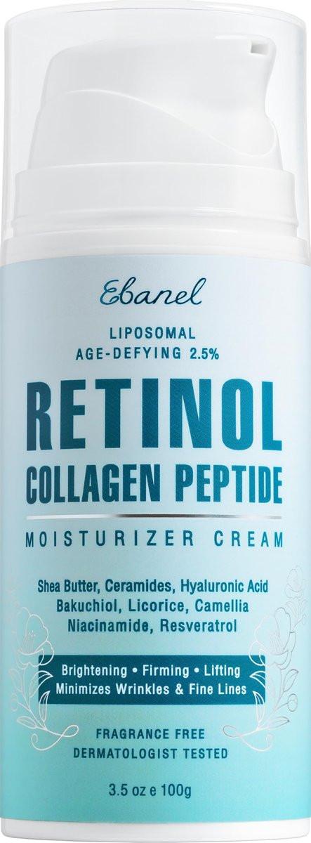Ebanel Retinol-Creme für das Gesicht 3,5 oz – Feuchtigkeitscreme mit Kollagen, Peptiden, Ceramiden, Hyaluronsäure, Vitamin C & B5 – Festigende Anti-Aging-Gesichtscreme gegen Falten, feine Linien und dunkle Flecken – Tag & Nacht