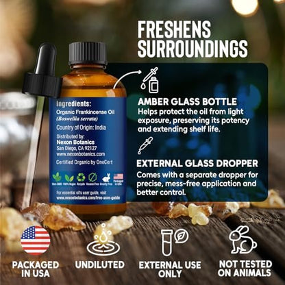 Bio Weihrauch Ätherisches Öl 30 ml – Reines Naturöl für Aromatherapie, Diffuser, DIY, Kerzen- und Seifenherstellung – Nexon Botanics