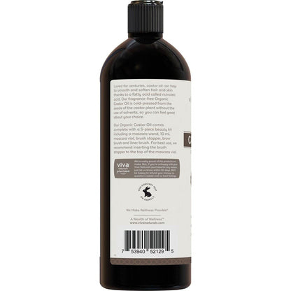 Viva Naturals Bio-Rizinusöl, kaltgepresst, 473 ml – Für Gesicht, Haare, Wimpern, USDA Bio, Nicht-GMO - mit Beauty-Kit