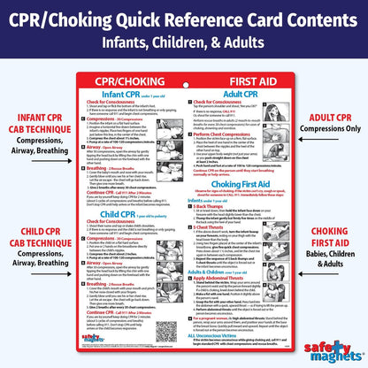 Sicherheitsmagnete von ZOCO – CPR & Ersticken Kühlschrankmagnet – Erste-Hilfe-Anleitung für Säuglinge, Kinder & Erwachsene – Heimlich-Manöver laminierte Karte 21,6 x 27,9 cm