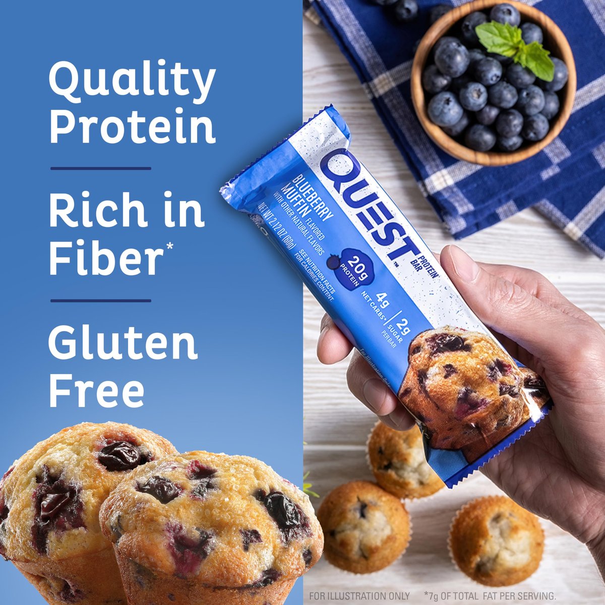 Quest Nutrition Proteinriegel Blaubeer-Muffin, 8,48 Unzen (4er-Pack)