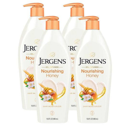 Jergens Nourishing Honey Trockene Haut Feuchtigkeitscreme mit Illuminating Hydralucence Blend, 16,8 Unzen, 4er-Pack