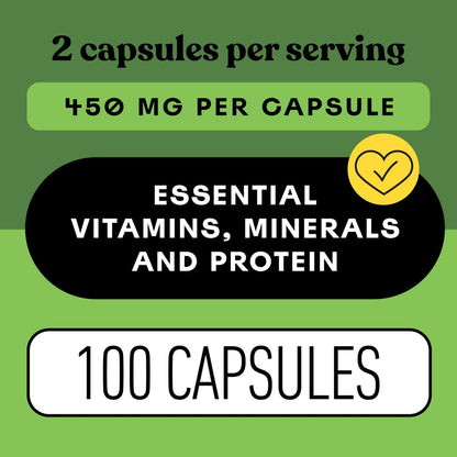Complete Natural Products Reines Bio-Alfalfa-Blattpulver - 100 Kapseln - 450 mg reines, getrocknetes Bio-Alfalfa-Blattpulver in pflanzlichen Kapseln