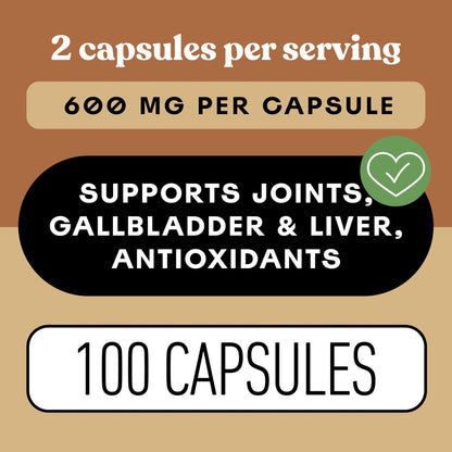 Bio Kurkuma Kapseln 600mg – Reines Curcumin Wurzelpulver, Pflanzliche Nahrungsergänzung für Leber- und Gallenblasenunterstützung, Natürliches Kräuter-Wellnessmittel