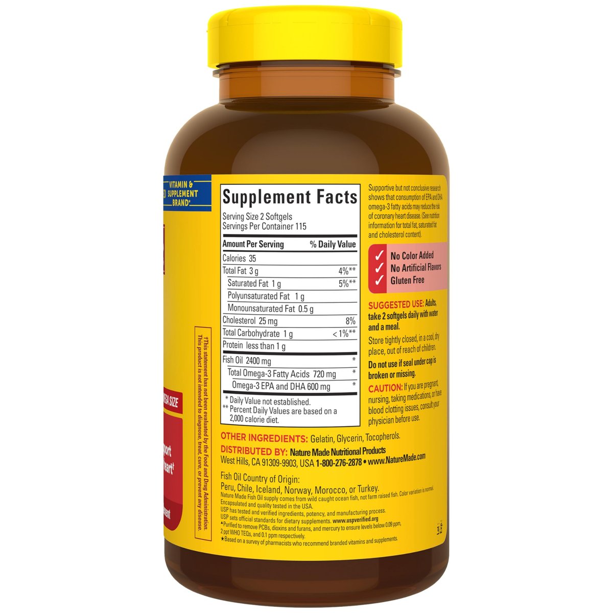 Nature Made Omega-3 Fischöl Kapseln 1200 mg, 230 Weichkapseln, 115 Tage Vorrat