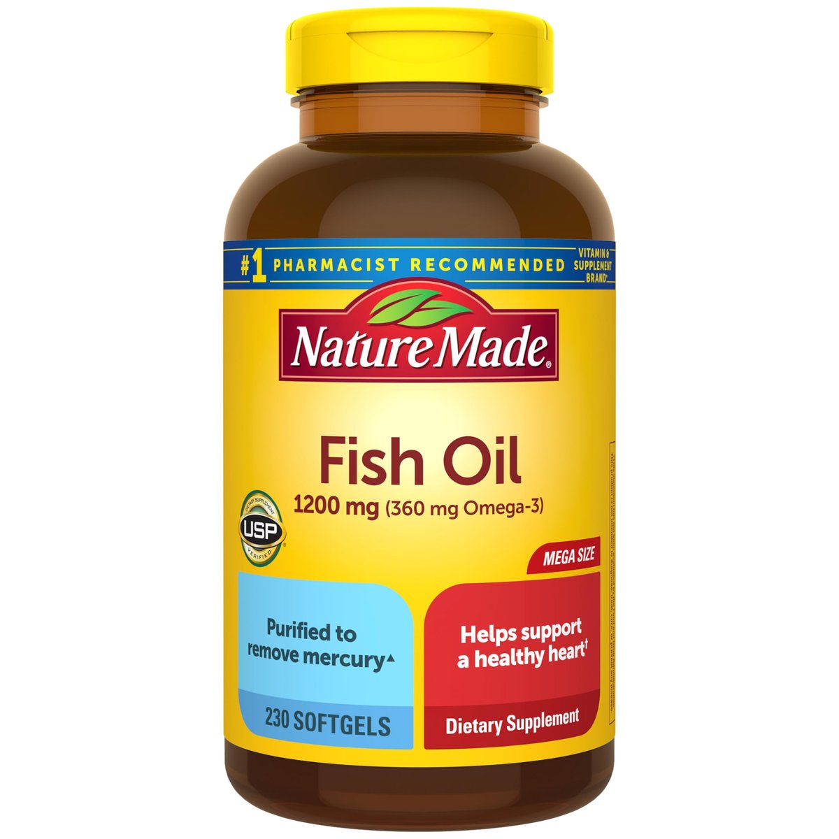 Nature Made Omega-3 Fischöl Kapseln 1200 mg, 230 Weichkapseln, 115 Tage Vorrat