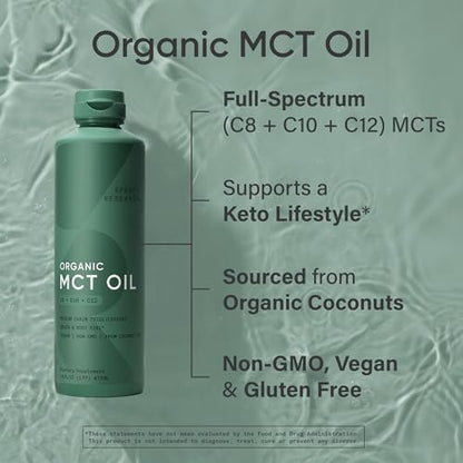 Sports Research® Bio-MCT Öl 480 ml – Vollspektrum (C8, C10, C12) aus Kokosöl – Keto Gehirn- & Körperbrennstoff* – Vegan, Non-GMO, Informed Choice zertifiziert – Ungeschmack