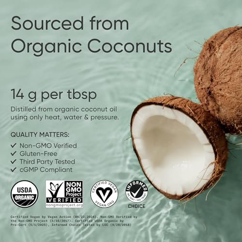 Sports Research® Bio-MCT Öl 480 ml – Vollspektrum (C8, C10, C12) aus Kokosöl – Keto Gehirn- & Körperbrennstoff* – Vegan, Non-GMO, Informed Choice zertifiziert – Ungeschmack