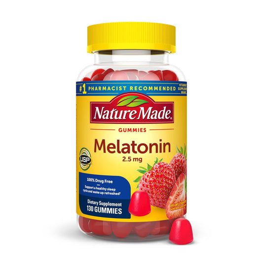 Nature Made Melatonin Gummies 2,5 mg – 130 Stück, 130-Tage-Vorrat, Schlafhilfe für Erwachsene, 100 % drogenfrei