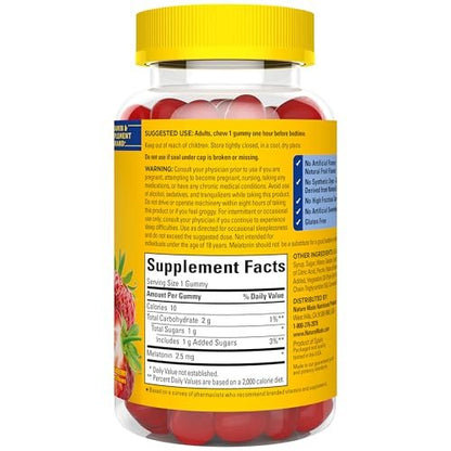 Nature Made Melatonin Gummies 2,5 mg – 130 Stück, 130-Tage-Vorrat, Schlafhilfe für Erwachsene, 100 % drogenfrei