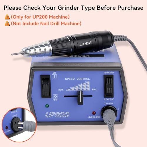 Makartt Nagelbohrer Handstück für Up200 Maschine – Professionelle elektrische Feile zum Entfernen von Gel-Nägeln, Acryl-Nägeln, schwarz (Upgraded Black)