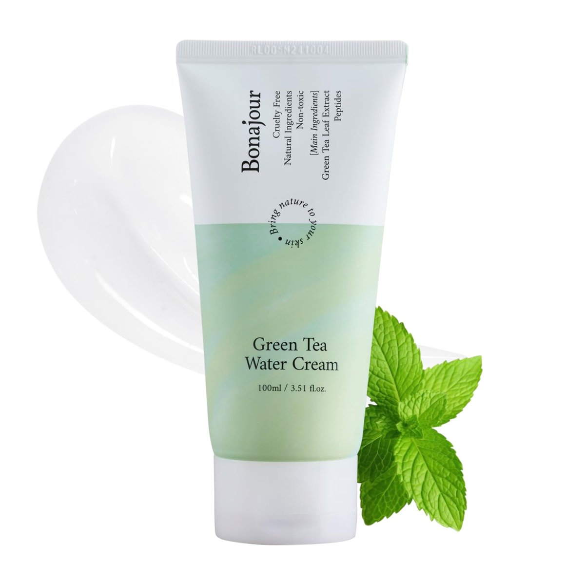 BONAJOUR Grüner Tee Wassercreme – Vegane Feuchtigkeitscreme für empfindliche Haut, tägliche Hydratation, 3,4 fl oz