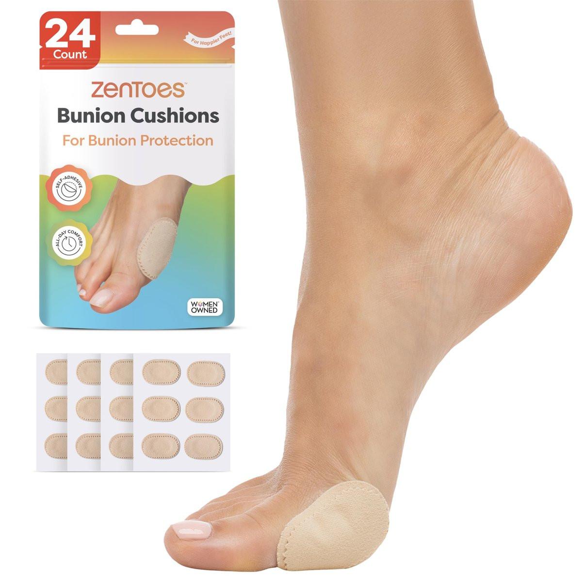 ZenToes Ballenpads zum Tragen in Schuhen – Wasserdichte, weiche Ballenpolster, atmungsaktive, selbstklebende Fußpolster für ganztägigen Komfort und Unterstützung, 24 Stück