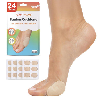 ZenToes Ballenpads zum Tragen in Schuhen – Wasserdichte, weiche Ballenpolster, atmungsaktive, selbstklebende Fußpolster für ganztägigen Komfort und Unterstützung, 24 Stück