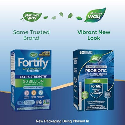 Nature's Way Extra Strength Fortify Probiotikum – 50 Milliarden Lebendkulturen für Verdauungs- und Immununterstützung, 30 Kapseln