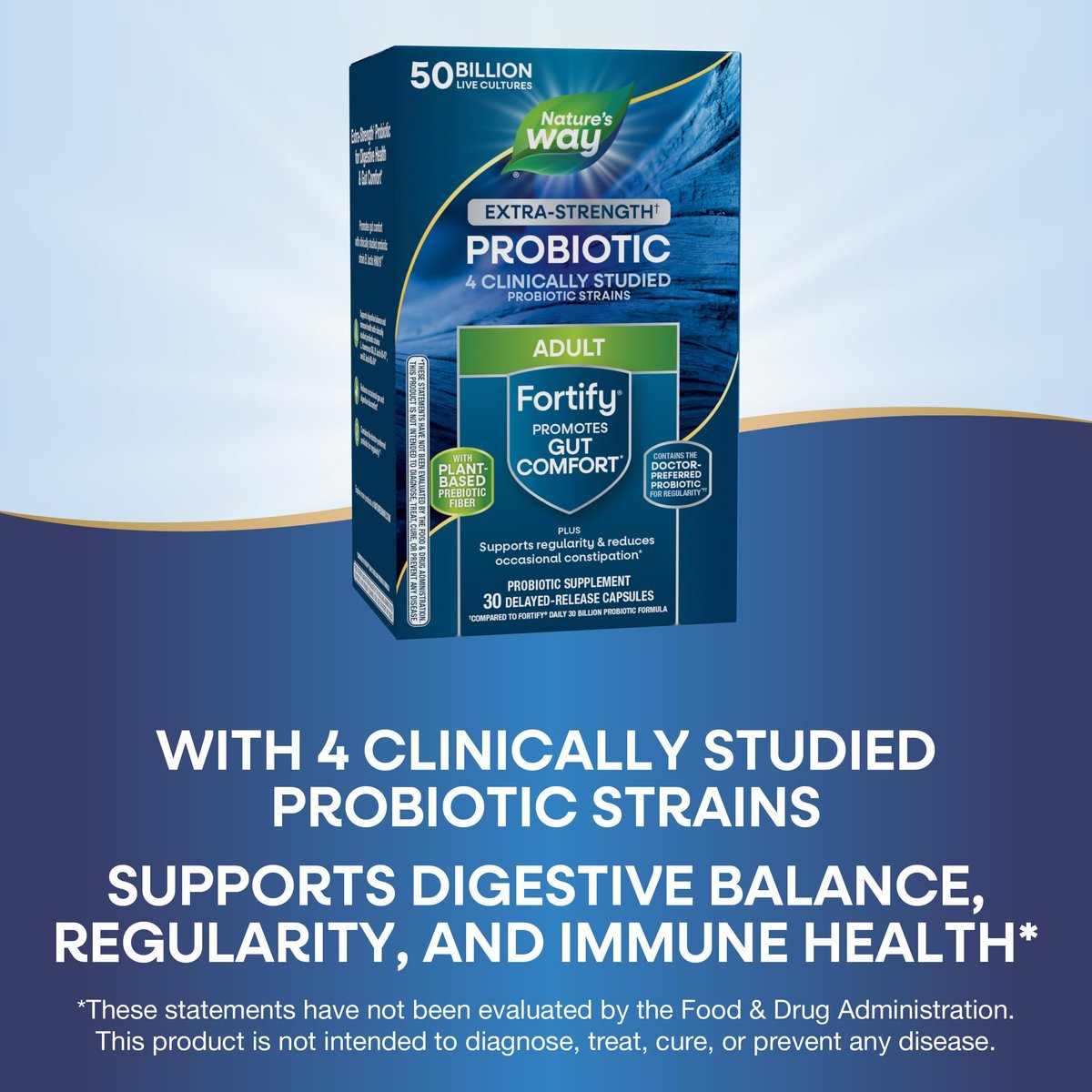 Nature's Way Extra Strength Fortify Probiotikum – 50 Milliarden Lebendkulturen für Verdauungs- und Immununterstützung, 30 Kapseln