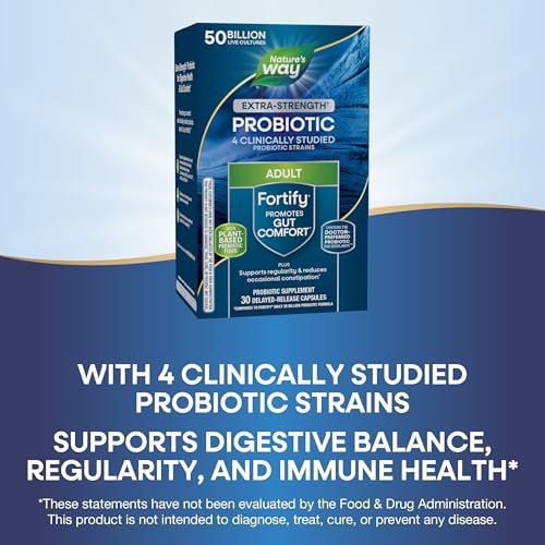 Nature's Way Extra Strength Fortify Probiotikum – 50 Milliarden Lebendkulturen für Verdauungs- und Immununterstützung, 30 Kapseln