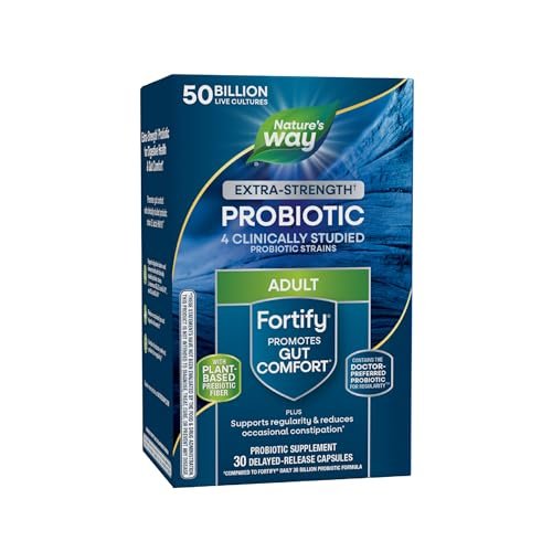 Nature's Way Extra Strength Fortify Probiotikum – 50 Milliarden Lebendkulturen für Verdauungs- und Immununterstützung, 30 Kapseln