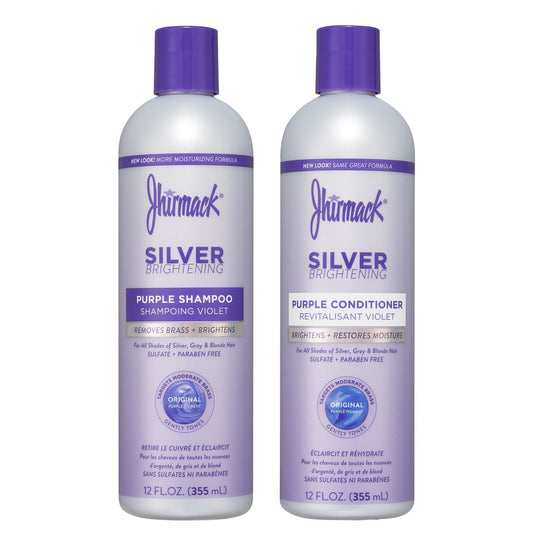 Jhirmack Silver Brightening Purple Shampoo und Conditioner Set für silbernes, graues und blondes Haar - 2x 355 ml
