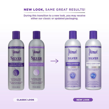 Jhirmack Silver Brightening Purple Shampoo und Conditioner Set für silbernes, graues und blondes Haar - 2x 355 ml
