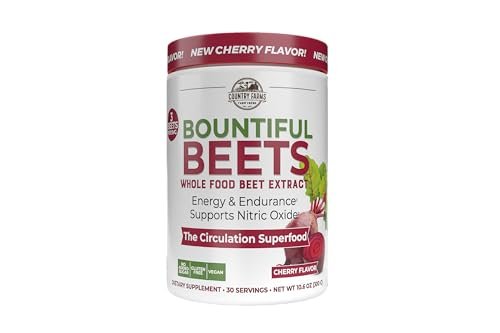 Country Farms Bountiful Beets – Rote-Bete-Extrakt Superfood zur Unterstützung einer gesunden Durchblutung und Steigerung der Energie, Nitric-Oxid-Booster, Kirschgeschmack, 30 Portionen