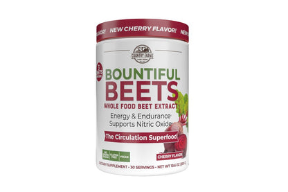 Country Farms Bountiful Beets – Rote-Bete-Extrakt Superfood zur Unterstützung einer gesunden Durchblutung und Steigerung der Energie, Nitric-Oxid-Booster, Kirschgeschmack, 30 Portionen