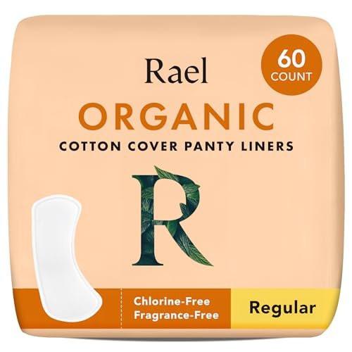 Rael Slipeinlagen für Frauen, Bio-Baumwollbezug - Reguläre Slipeinlagen, leichte Saugfähigkeit, unparfümiert, chlorfrei (Regulär, 60 Stück)