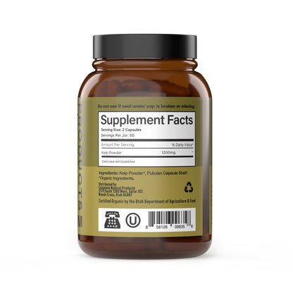 Complete Natural Products Bio-islandisches Seetang Kapseln – Reine 600 mg Kapseln, 100 Stück, Rohseetang & Schilddrüsenunterstützung