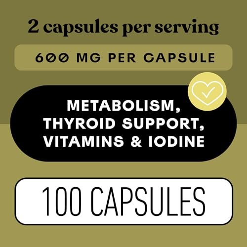 Complete Natural Products Bio-islandisches Seetang Kapseln – Reine 600 mg Kapseln, 100 Stück, Rohseetang & Schilddrüsenunterstützung