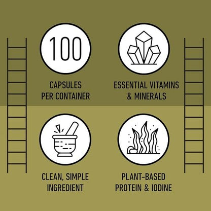 Complete Natural Products Bio-islandisches Seetang Kapseln – Reine 600 mg Kapseln, 100 Stück, Rohseetang & Schilddrüsenunterstützung