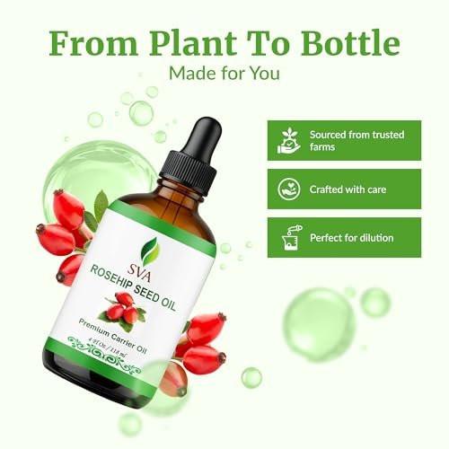 SVA Rosenkernöl - 4 Fl Oz – 100% natürlich & kaltgepresst – für Gesicht, Hautpflege, Haarpflege, Kopfhautmassage & Körpermassage – Trägeröl mit Pipette