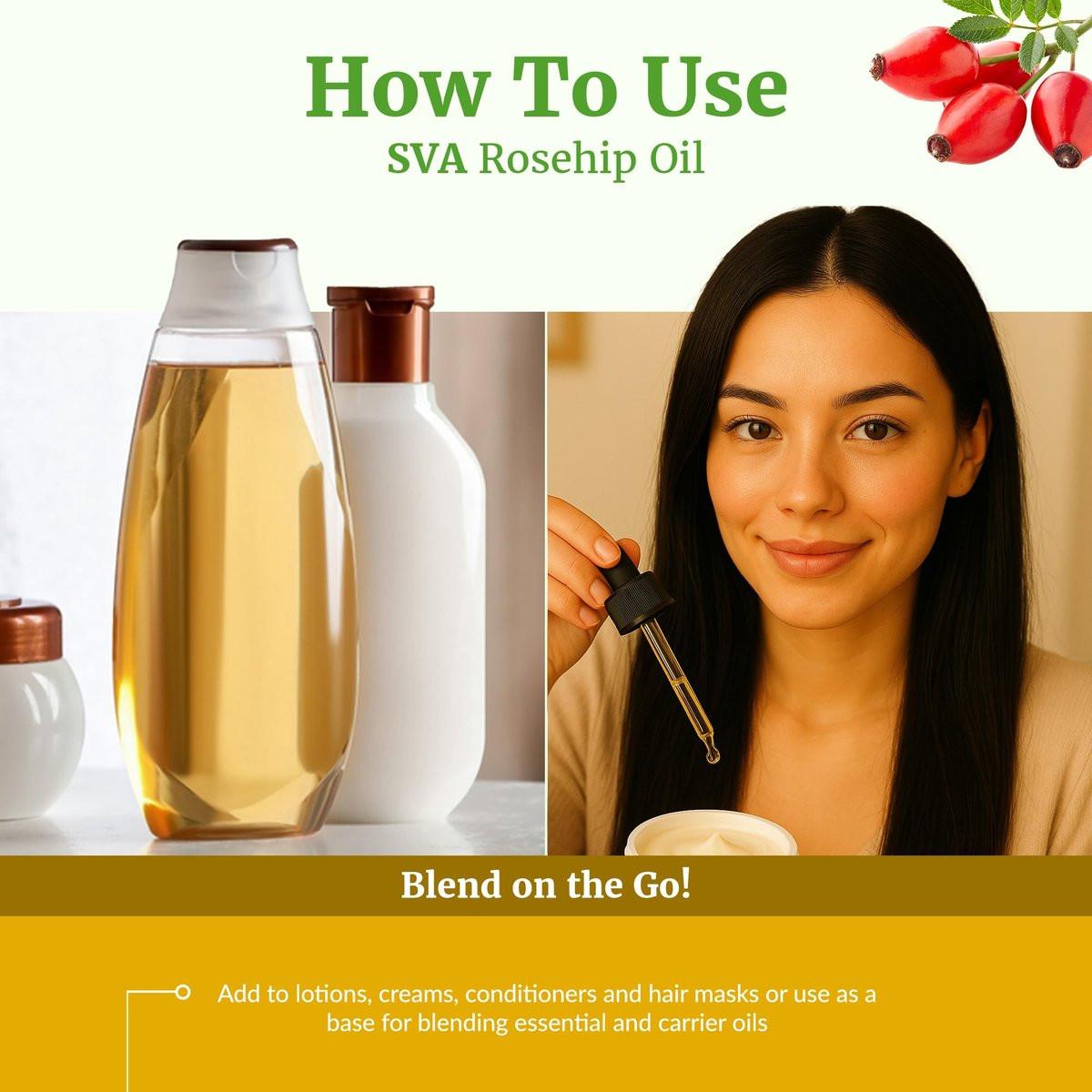 SVA Rosenkernöl - 4 Fl Oz – 100% natürlich & kaltgepresst – für Gesicht, Hautpflege, Haarpflege, Kopfhautmassage & Körpermassage – Trägeröl mit Pipette