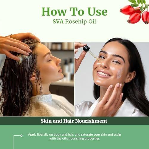 SVA Rosenkernöl - 4 Fl Oz – 100% natürlich & kaltgepresst – für Gesicht, Hautpflege, Haarpflege, Kopfhautmassage & Körpermassage – Trägeröl mit Pipette