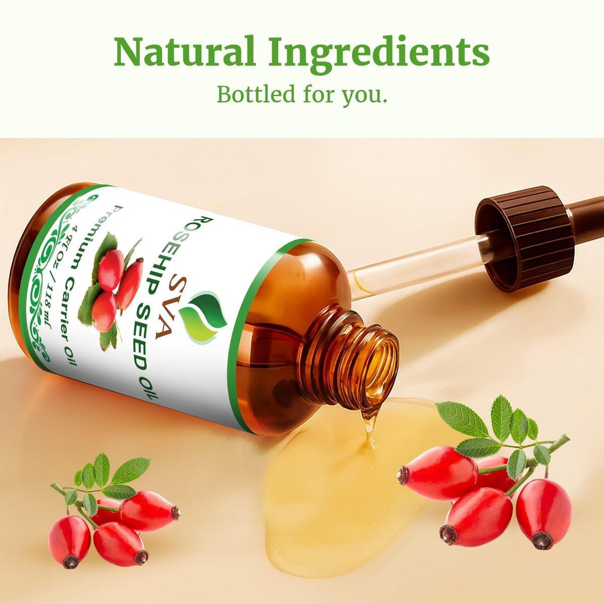 SVA Rosenkernöl - 4 Fl Oz – 100% natürlich & kaltgepresst – für Gesicht, Hautpflege, Haarpflege, Kopfhautmassage & Körpermassage – Trägeröl mit Pipette