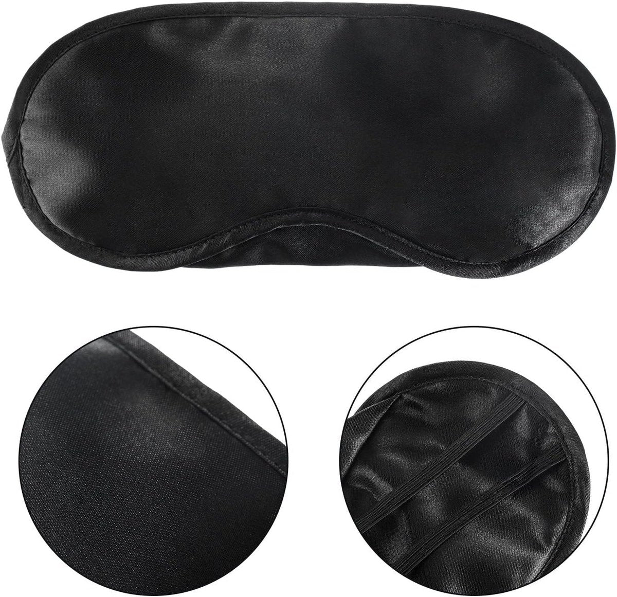 Mudder Schlafmaske mit Nasensteg – 10er-Pack Schwarz, Satin &amp; Schaumstoff