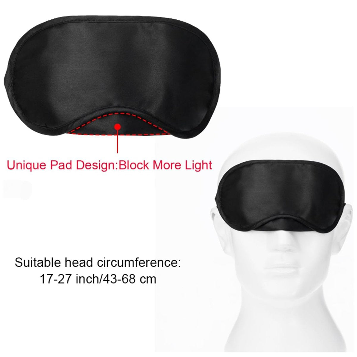 Mudder Schlafmaske mit Nasensteg – 10er-Pack Schwarz, Satin &amp; Schaumstoff