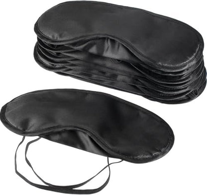 Mudder Schlafmaske mit Nasensteg – 10er-Pack Schwarz, Satin &amp; Schaumstoff