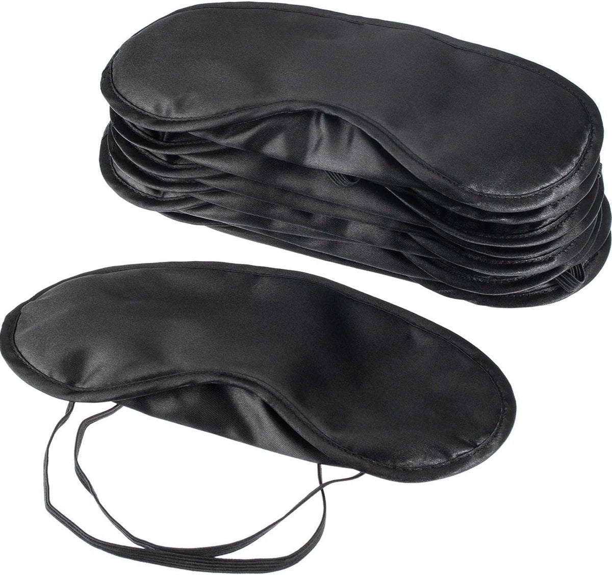 Mudder Schlafmaske mit Nasensteg – 10er-Pack Schwarz, Satin &amp; Schaumstoff