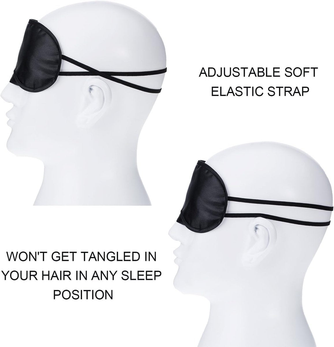 Mudder Schlafmaske mit Nasensteg – 10er-Pack Schwarz, Satin &amp; Schaumstoff