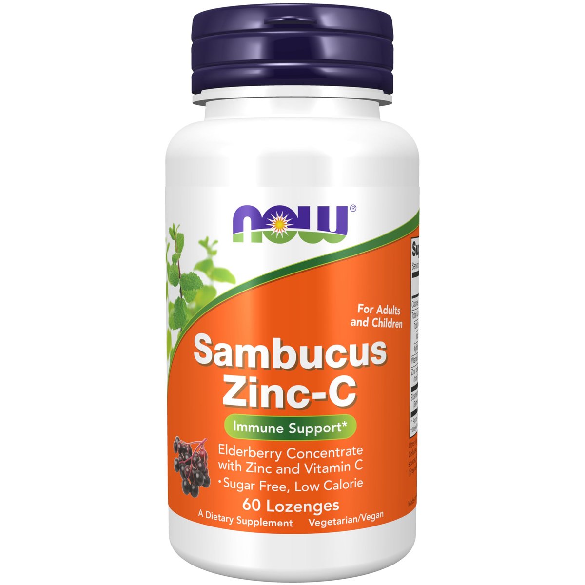 NOW Foods Sambucus Zinc-C mit Holunderkonzentrat und Vitamin C, 60 Lutschtabletten