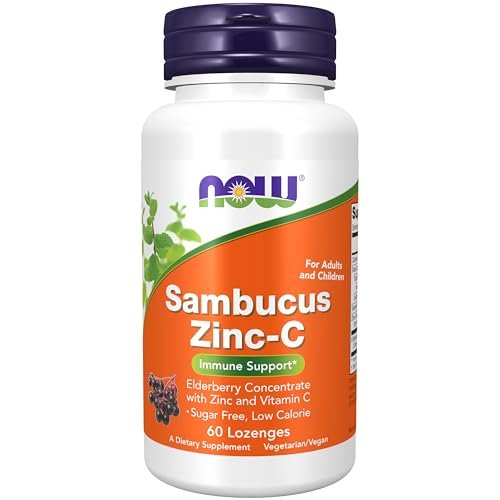 NOW Foods Sambucus Zinc-C mit Holunderkonzentrat und Vitamin C, 60 Lutschtabletten